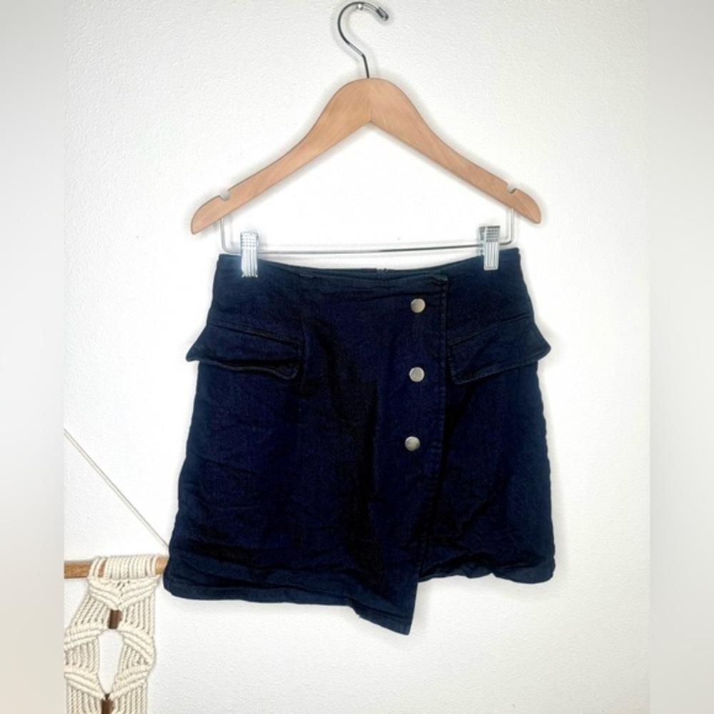 Vici Skirt Jean Dark wash Wrap Button Front Mini Denim Skort